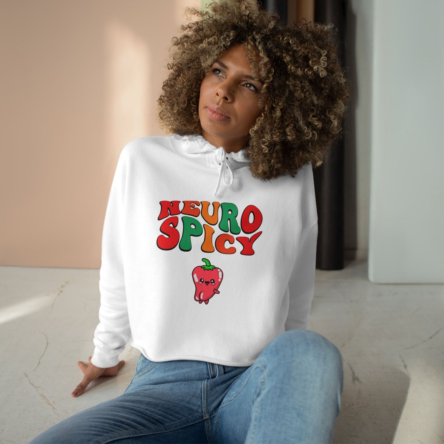 Neuro Spicy Crop Hoodie – Trendy and Playful Streetwear for Spicy Food Lovers