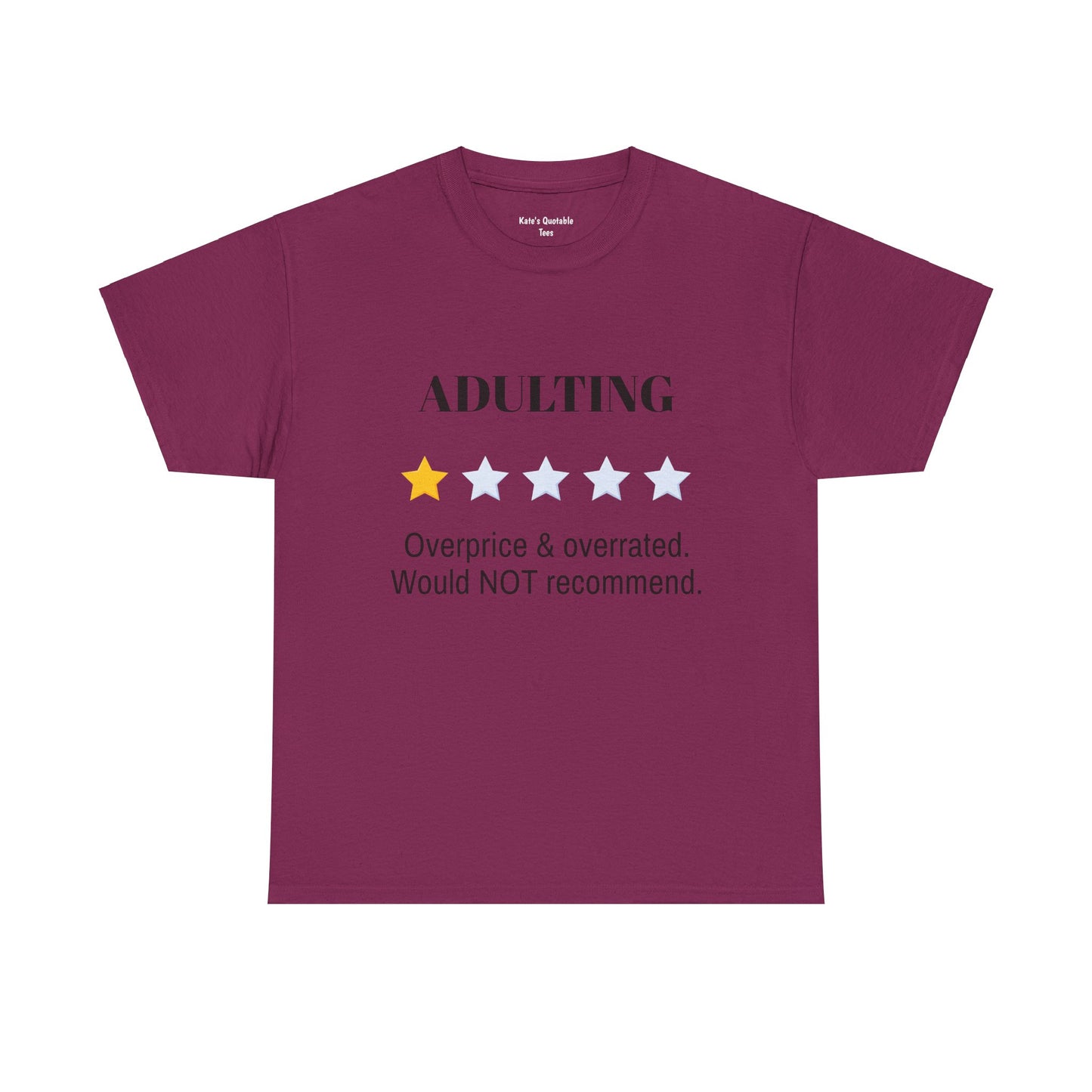 Funny Adulting Unisex Heavy Cotton Tee - Five Star Rating Design