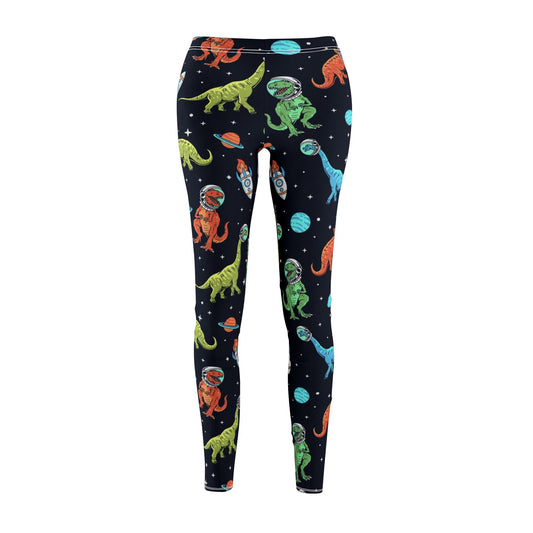 Space Dino Women's Mid-Rise Casual Leggings – Fun & Comfortable Activewear