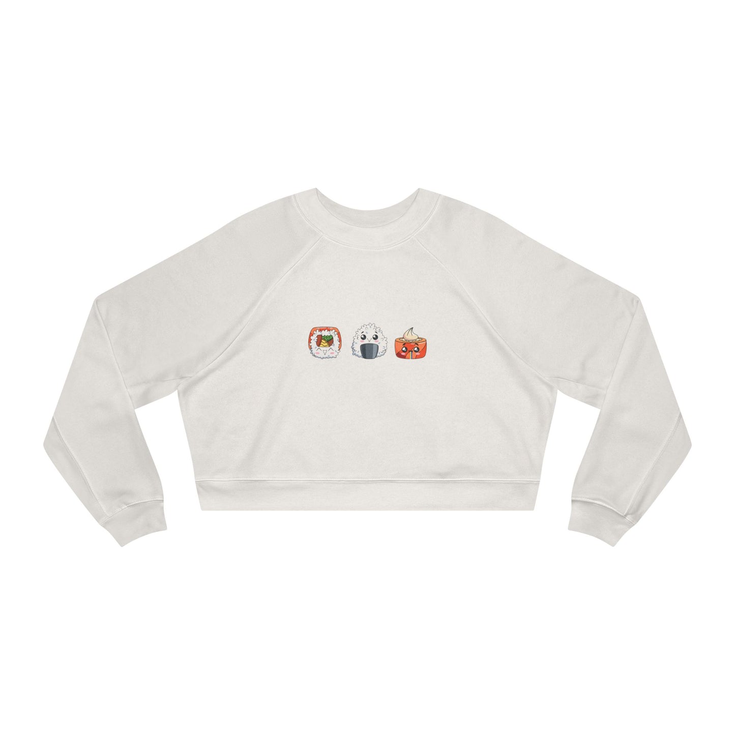 Kawaii Sushi Design Women's Cropped Fleece Pullover