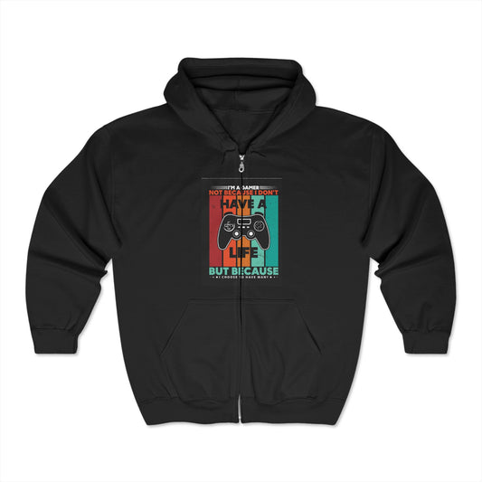 Gaming Life Full Zip Hoodie – Perfect for Gamers and Cosplayers!