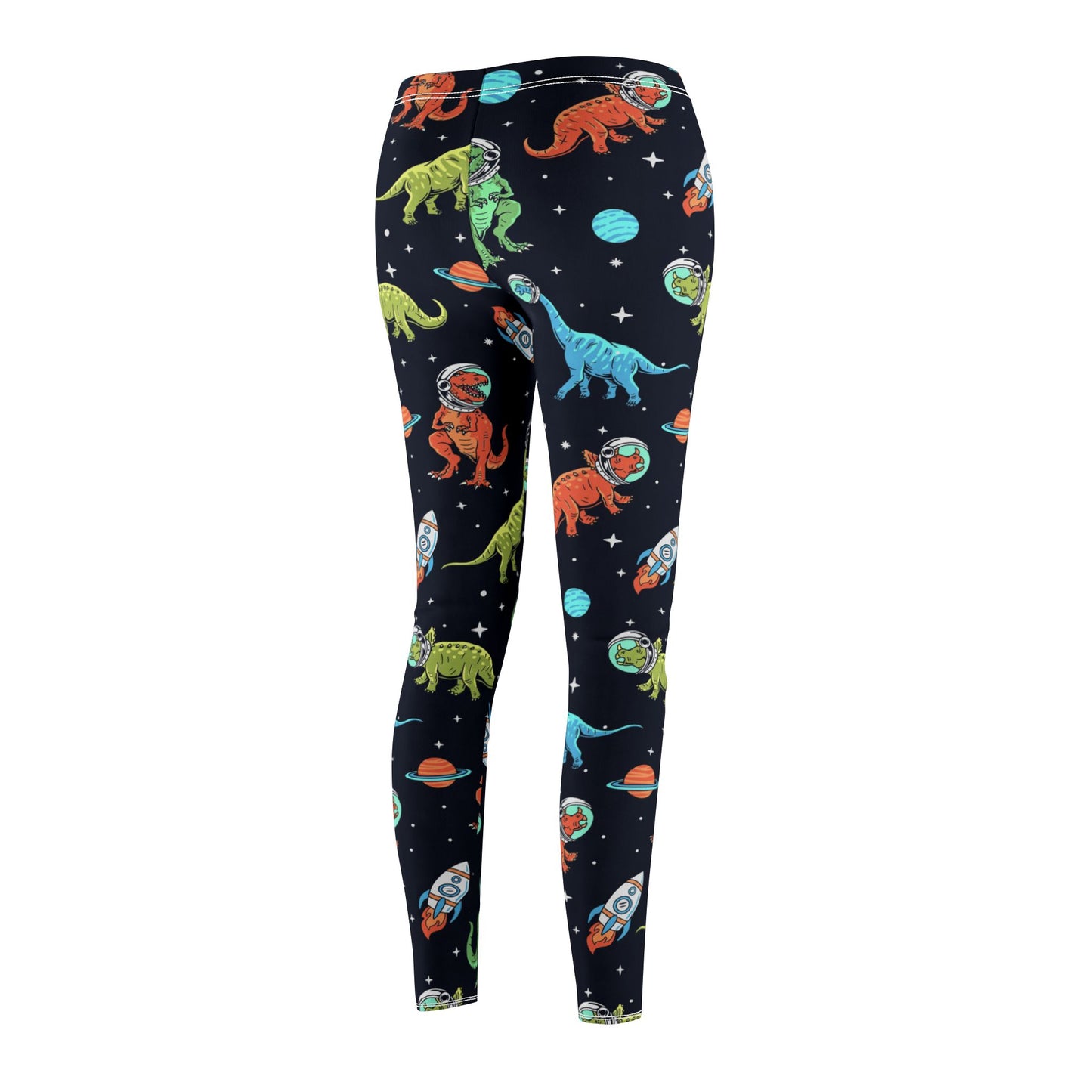 Space Dino Women's Mid-Rise Casual Leggings – Fun & Comfortable Activewear