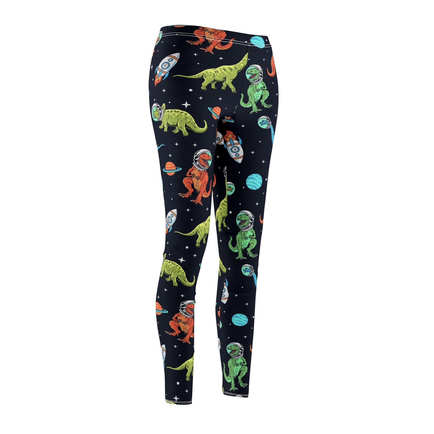 Space Dino Women's Mid-Rise Casual Leggings – Fun & Comfortable Activewear