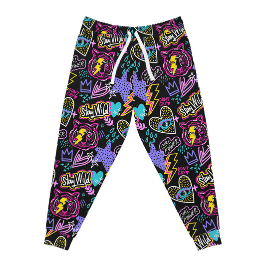 Stay Wild 90s Athletic Joggers - Trendy and Colorful Fashion for Movers and Shakers