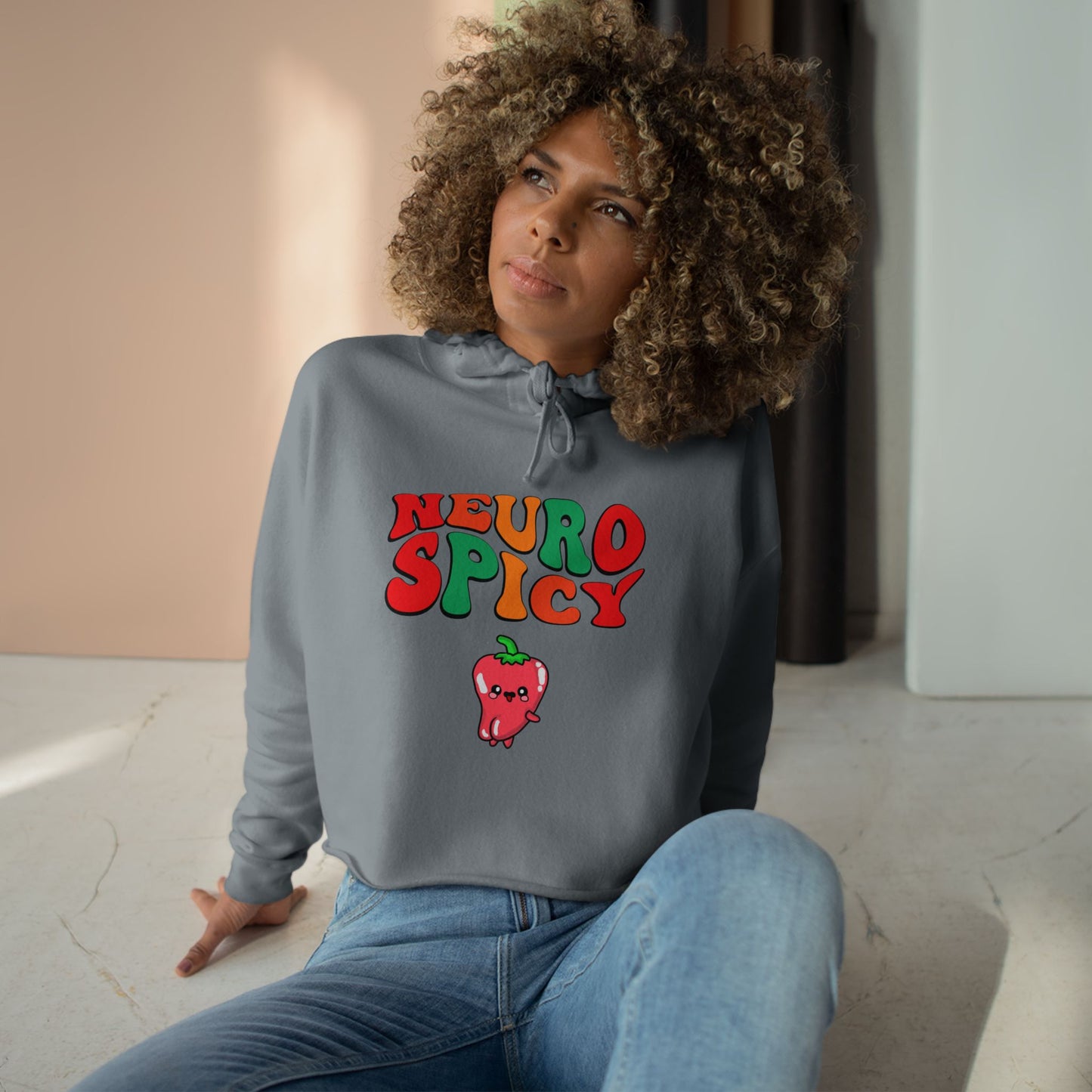 Neuro Spicy Crop Hoodie – Trendy and Playful Streetwear for Spicy Food Lovers