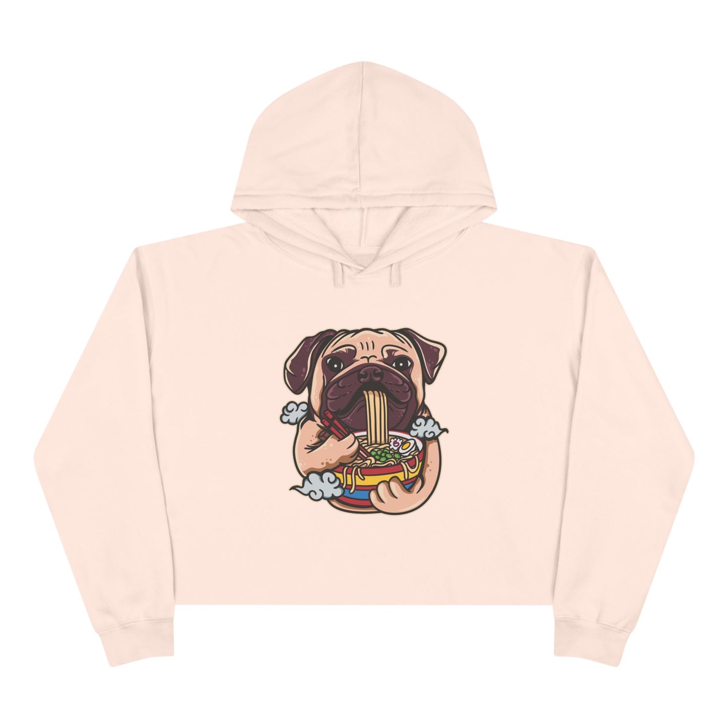 Funny Pug Eating Ramen Crop Hoodie – Cute Pet Lover Apparel