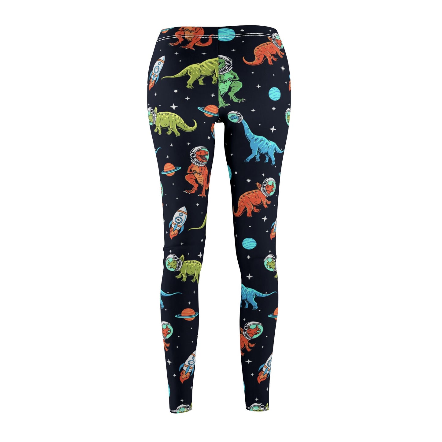 Space Dino Women's Mid-Rise Casual Leggings – Fun & Comfortable Activewear