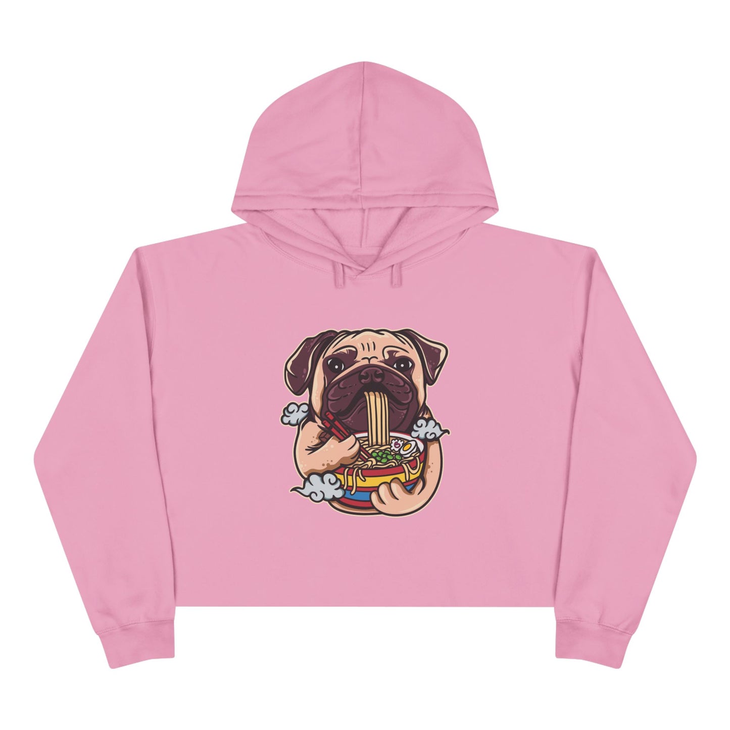 Funny Pug Eating Ramen Crop Hoodie – Cute Pet Lover Apparel