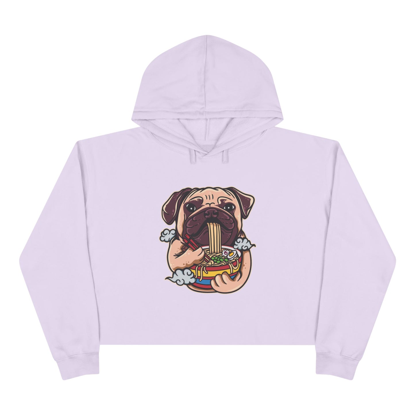 Funny Pug Eating Ramen Crop Hoodie – Cute Pet Lover Apparel