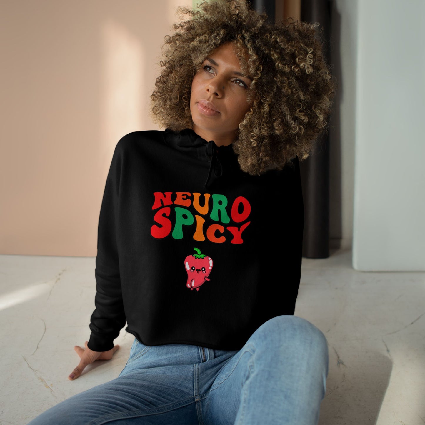 Neuro Spicy Crop Hoodie – Trendy and Playful Streetwear for Spicy Food Lovers